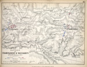 1848年威廉·布莱克伍德和儿子，爱丁堡和伦敦出版的Champaubert和Vauchamps战役地图（手工彩色雕刻）